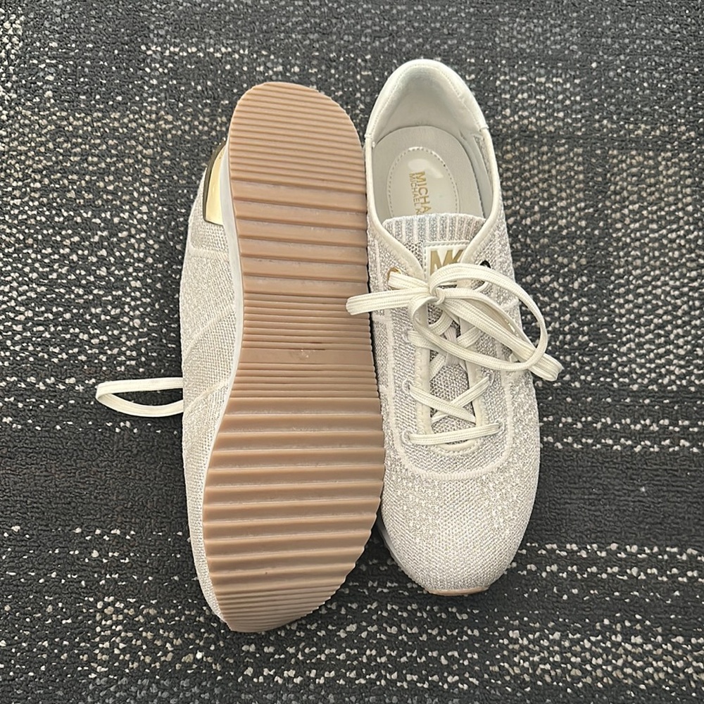 Michael Kors Metallic Knit Trainer, Champagne - Picture 4 of 5